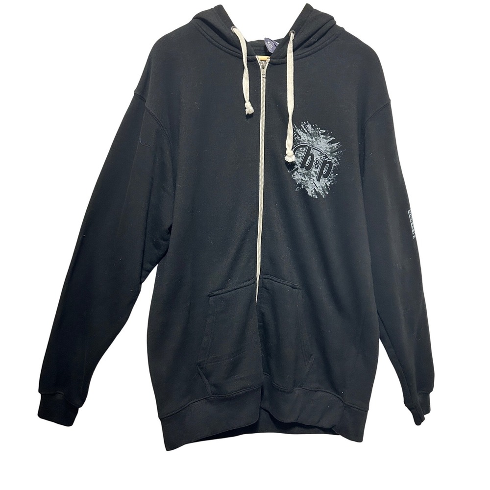 J America Men Zip Hoodie XXXL Black Engineered Defense Graphic Skater Streetwear
